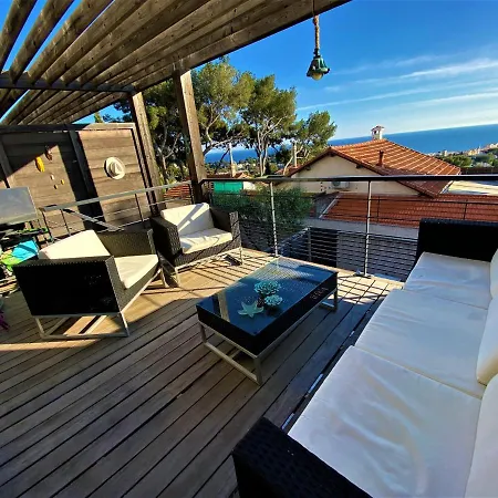 Luxueux Triplex Vue Mer 10Mn Du Port Et Plage Avec Garage דירה קסיס